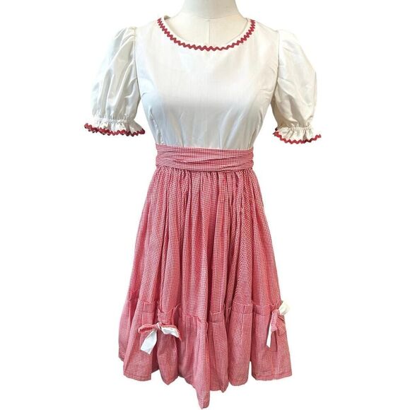VTG 60s Dress Handmade Cottage Prairie Peasant Square Dance Western Girl’s SZ 6 - Picture 2 of 16